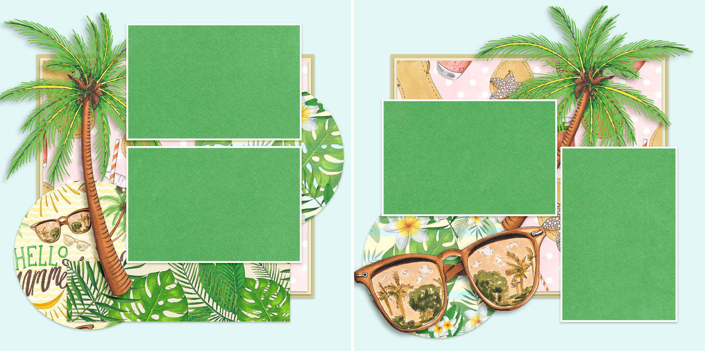 Beach Vibes - 4904 - EZscrapbooks Scrapbook Layouts Beach - Tropical, Swimming - Pool