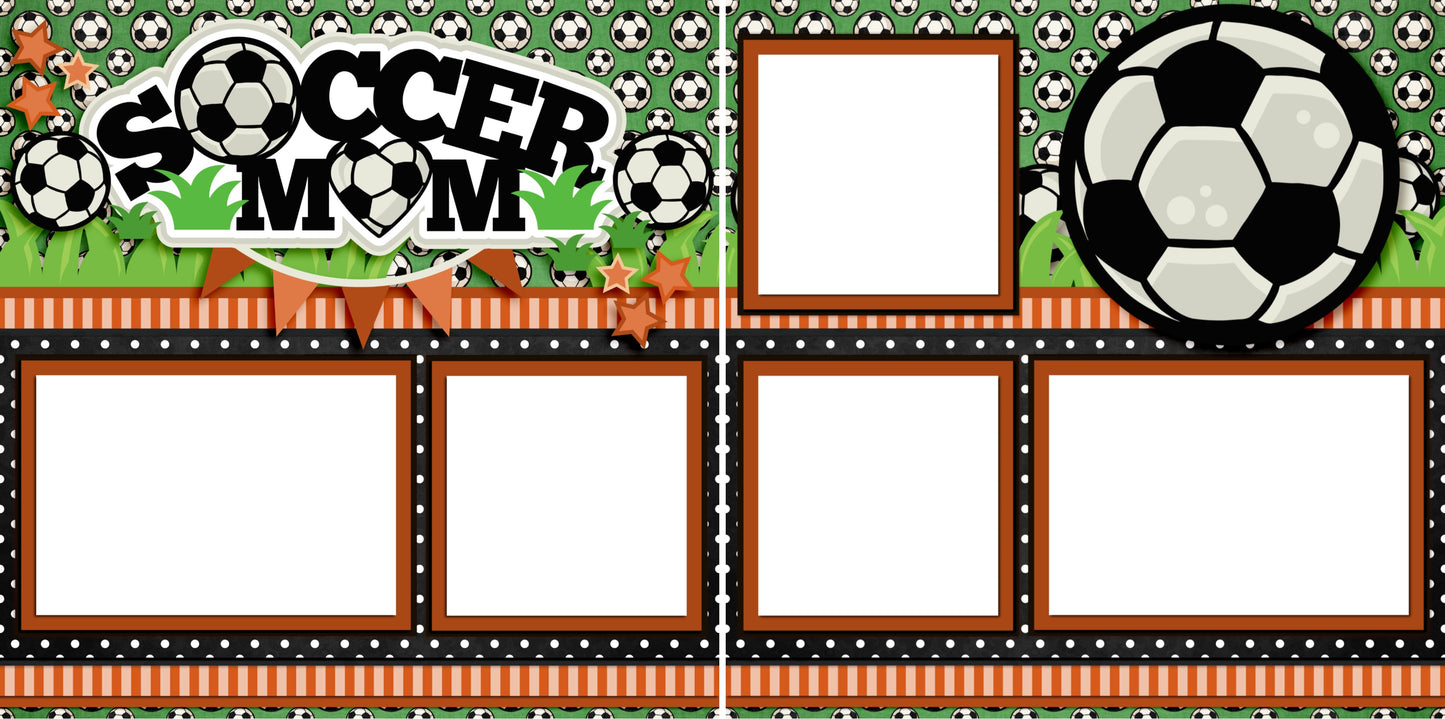 Soccer Mom Orange - Digital Scrapbook Pages - INSTANT DOWNLOAD - EZscrapbooks Scrapbook Layouts Sports
