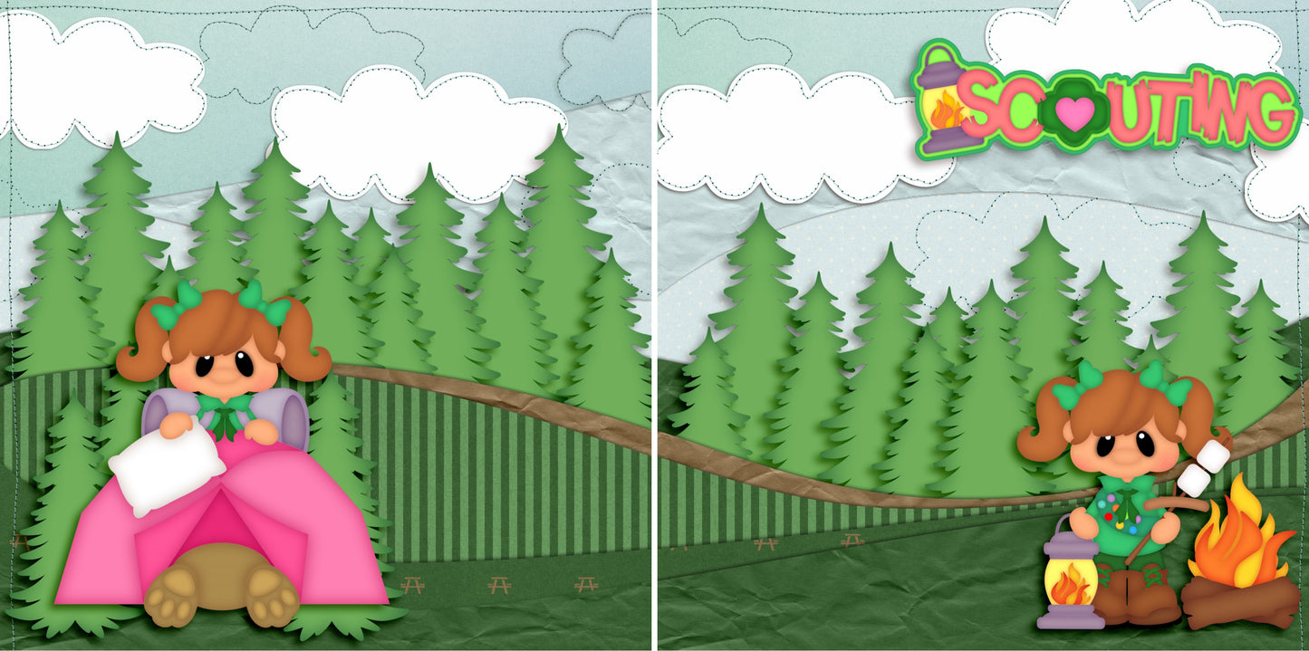 Scouting Girl NPM - 3125 - EZscrapbooks Scrapbook Layouts Camping - Hiking, scouting