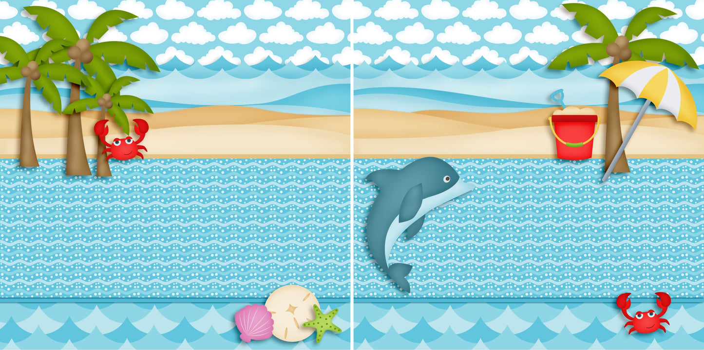 Ocean Friends NPM - 3797 - EZscrapbooks Scrapbook Layouts Beach - Tropical, Swimming - Pool
