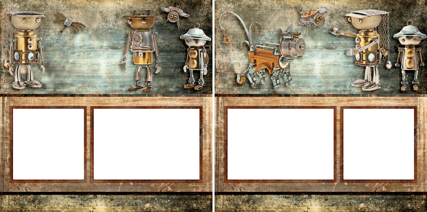 Steampunk 5 - Digital Scrapbook Pages - INSTANT DOWNLOAD - EZscrapbooks Scrapbook Layouts Steampunk