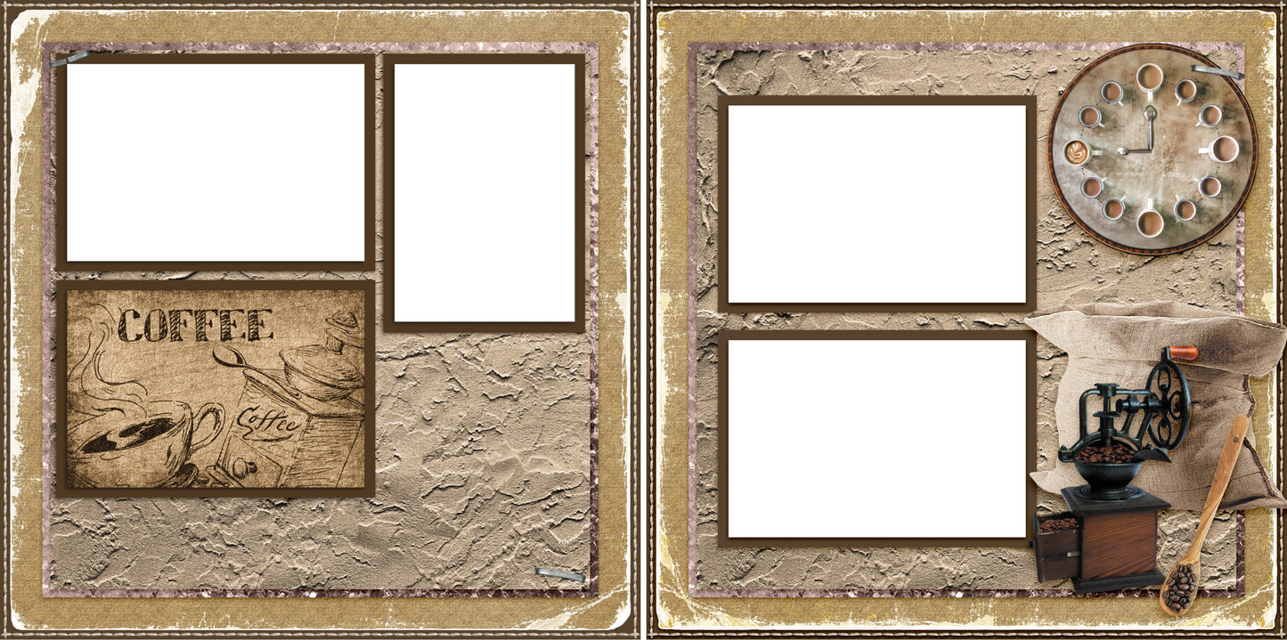 Vintage Coffee - Digital Scrapbook Pages - INSTANT DOWNLOAD - EZscrapbooks Scrapbook Layouts coffee, Foods