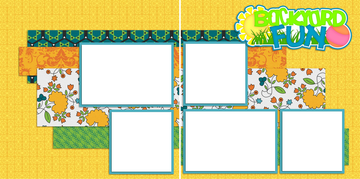 Backyard Fun -Digital Scrapbook Pages - INSTANT DOWNLOAD - EZscrapbooks Scrapbook Layouts Summer
