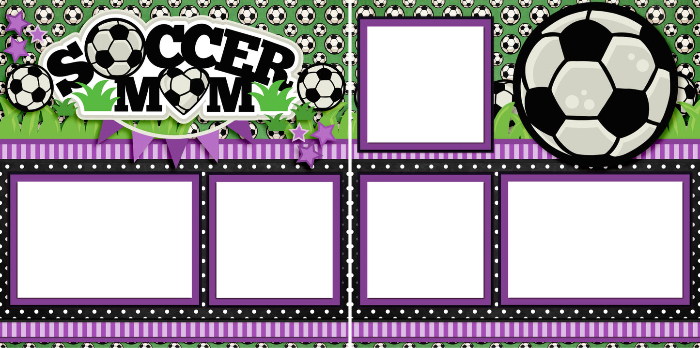 Soccer Mom Purple - Digital Scrapbook Pages - INSTANT DOWNLOAD - EZscrapbooks Scrapbook Layouts Sports