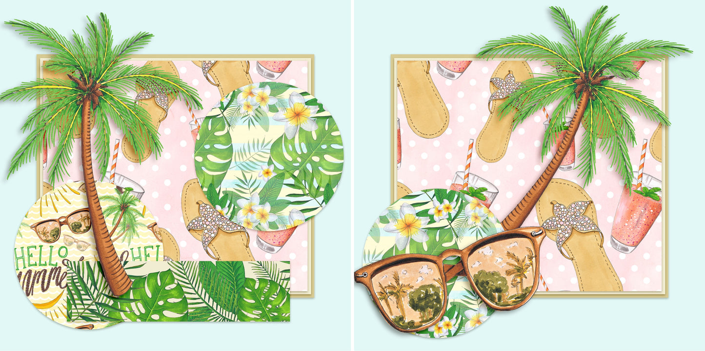 Beach Vibes NPM - 4905 - EZscrapbooks Scrapbook Layouts Beach - Tropical, Swimming - Pool
