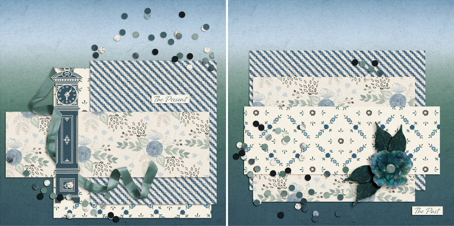 Past & Present NPM - 4699 - EZscrapbooks Scrapbook Layouts Family, Heritage