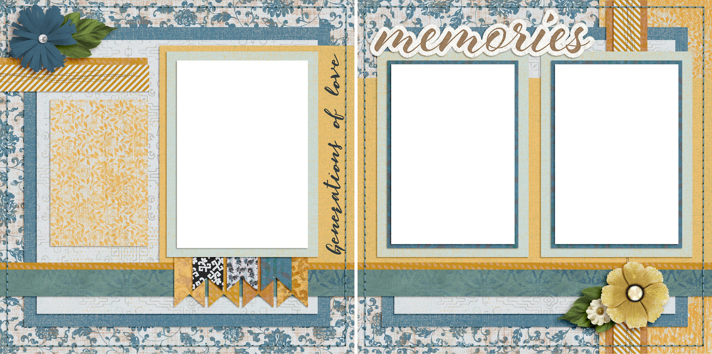 Generations of Love - Digital Scrapbook Pages - INSTANT DOWNLOAD - EZscrapbooks Scrapbook Layouts Family, Heritage
