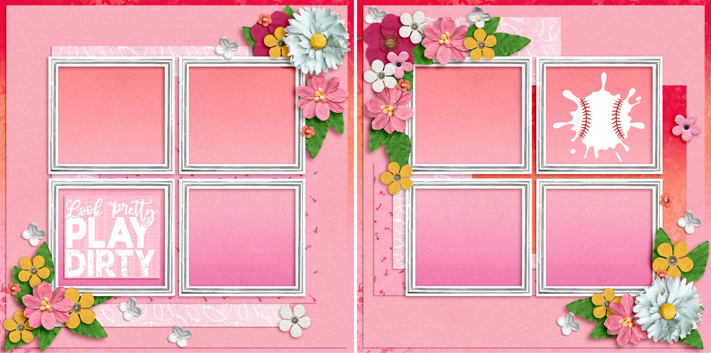 Look Pretty Play Dirty - 4966 - EZscrapbooks Scrapbook Layouts softball, Sports