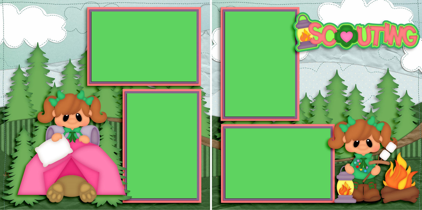 Scouting Girl - 3124 - EZscrapbooks Scrapbook Layouts Camping - Hiking, scouting