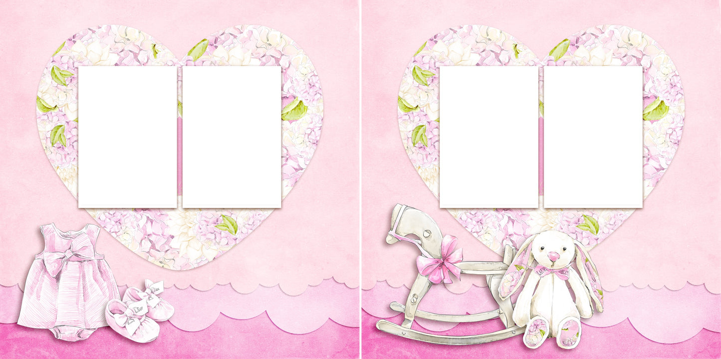 Sweet Baby Girl - Digital Scrapbook Pages - INSTANT DOWNLOAD - EZscrapbooks Scrapbook Layouts baby, fairytale, girl, pink, princess
