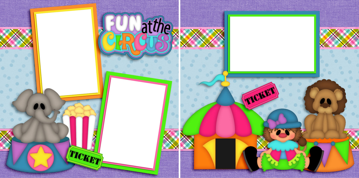 Fun at the Circus - Digital Scrapbook Pages - INSTANT DOWNLOAD - EZscrapbooks Scrapbook Layouts circus