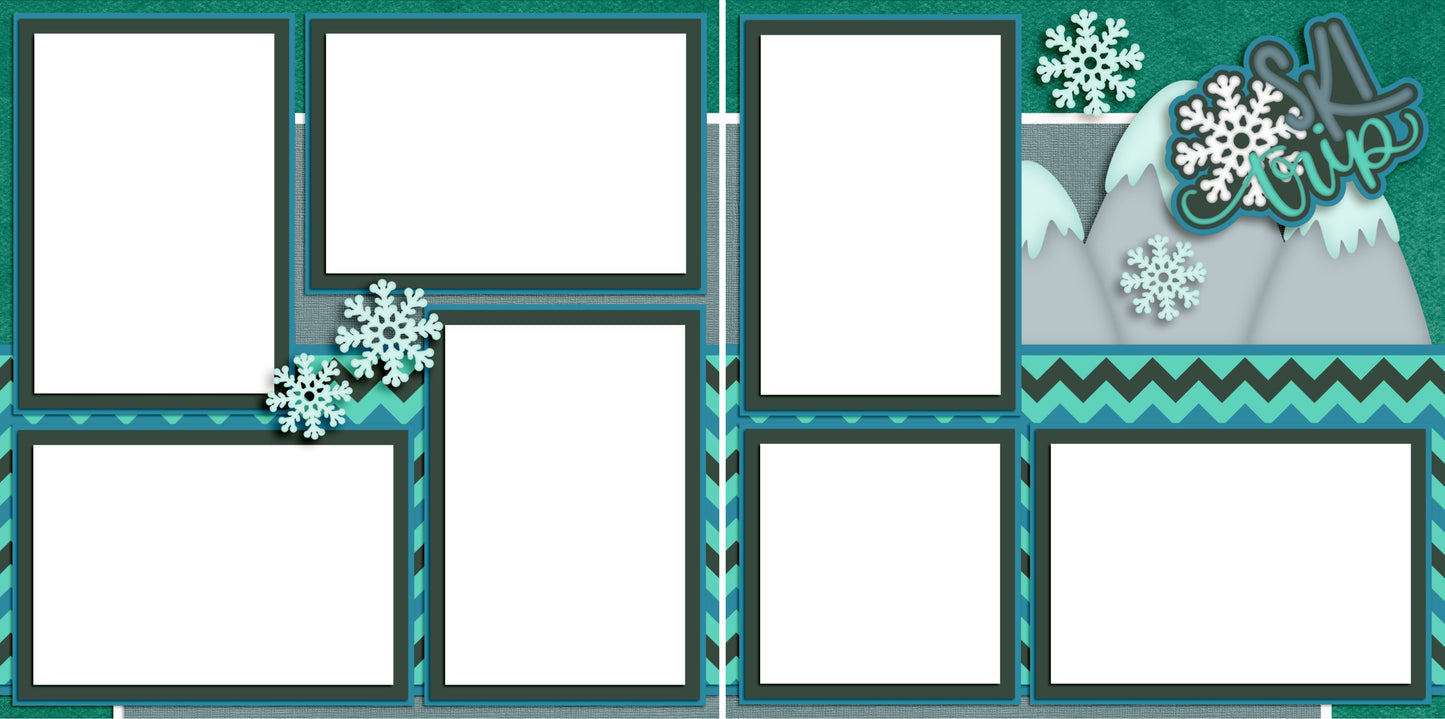 Ski Trip - Digital Scrapbook Pages - INSTANT DOWNLOAD - EZscrapbooks Scrapbook Layouts Winter