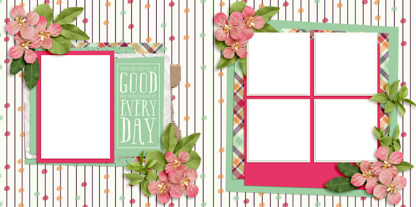 Good Day - Digital Scrapbook Pages - INSTANT DOWNLOAD - EZscrapbooks Scrapbook Layouts Girls, Other