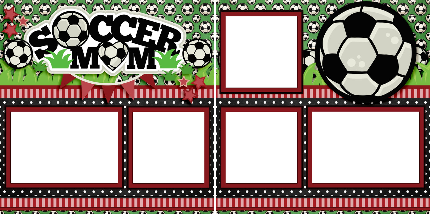 Soccer Mom Red - Digital Scrapbook Pages - INSTANT DOWNLOAD - EZscrapbooks Scrapbook Layouts Sports