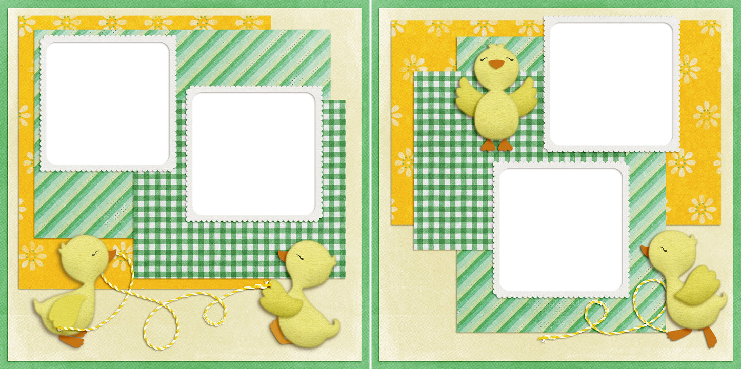 Duckies at Play - Digital Scrapbook Pages - INSTANT DOWNLOAD - EZscrapbooks Scrapbook Layouts duckling, ducks, Spring, Spring - Easter, sweet