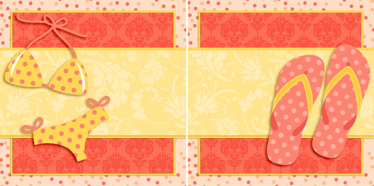 Yellow Bikini NPM - 3385 - EZscrapbooks Scrapbook Layouts Summer, Swimming - Pool