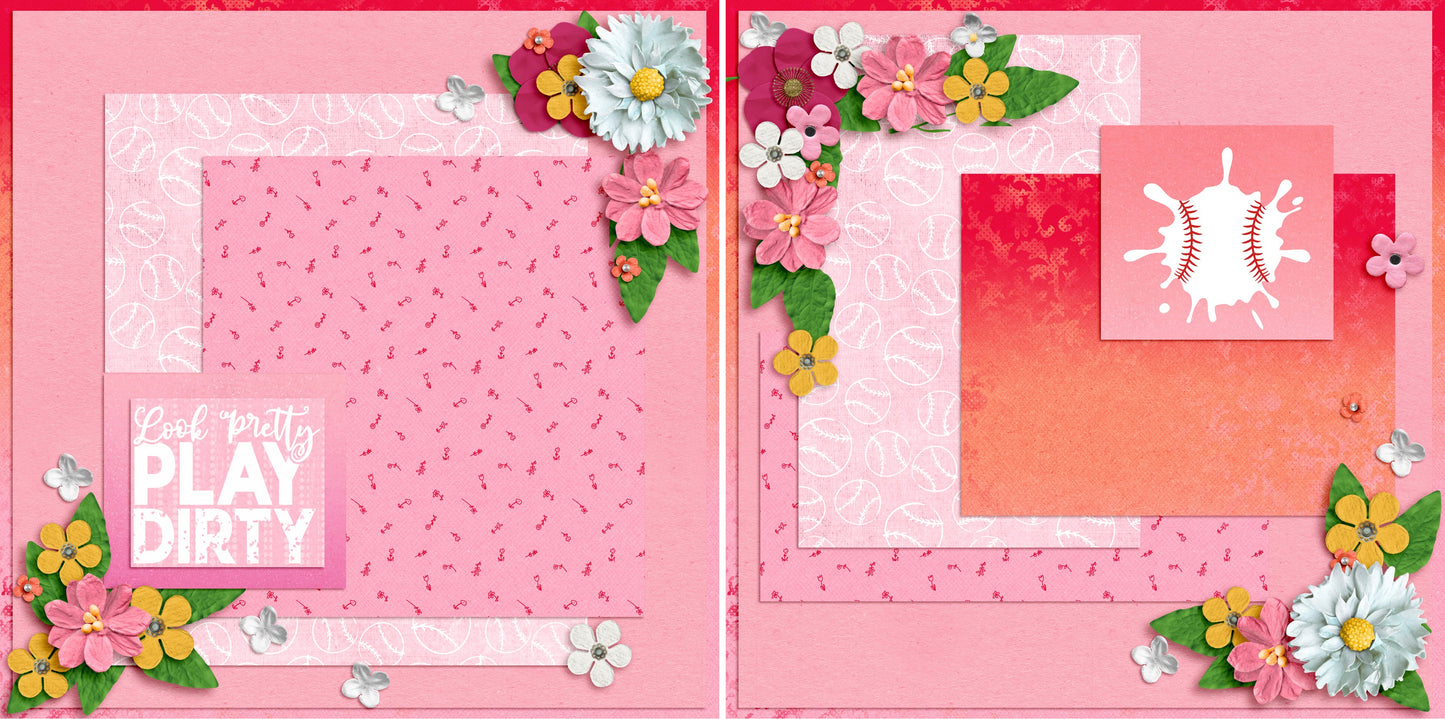 Look Pretty Play Dirty NPM - 4967 - EZscrapbooks Scrapbook Layouts softball, Sports