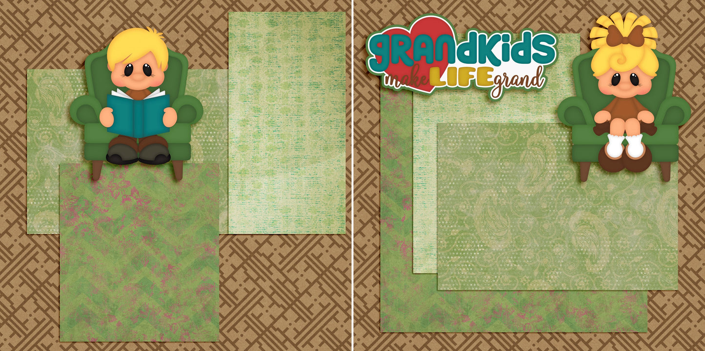 Grandkids - Kids NPM - 4939 - EZscrapbooks Scrapbook Layouts Family, Grandfather, Grandkid, Grandkids, Grandma, Grandmother, Grandpa