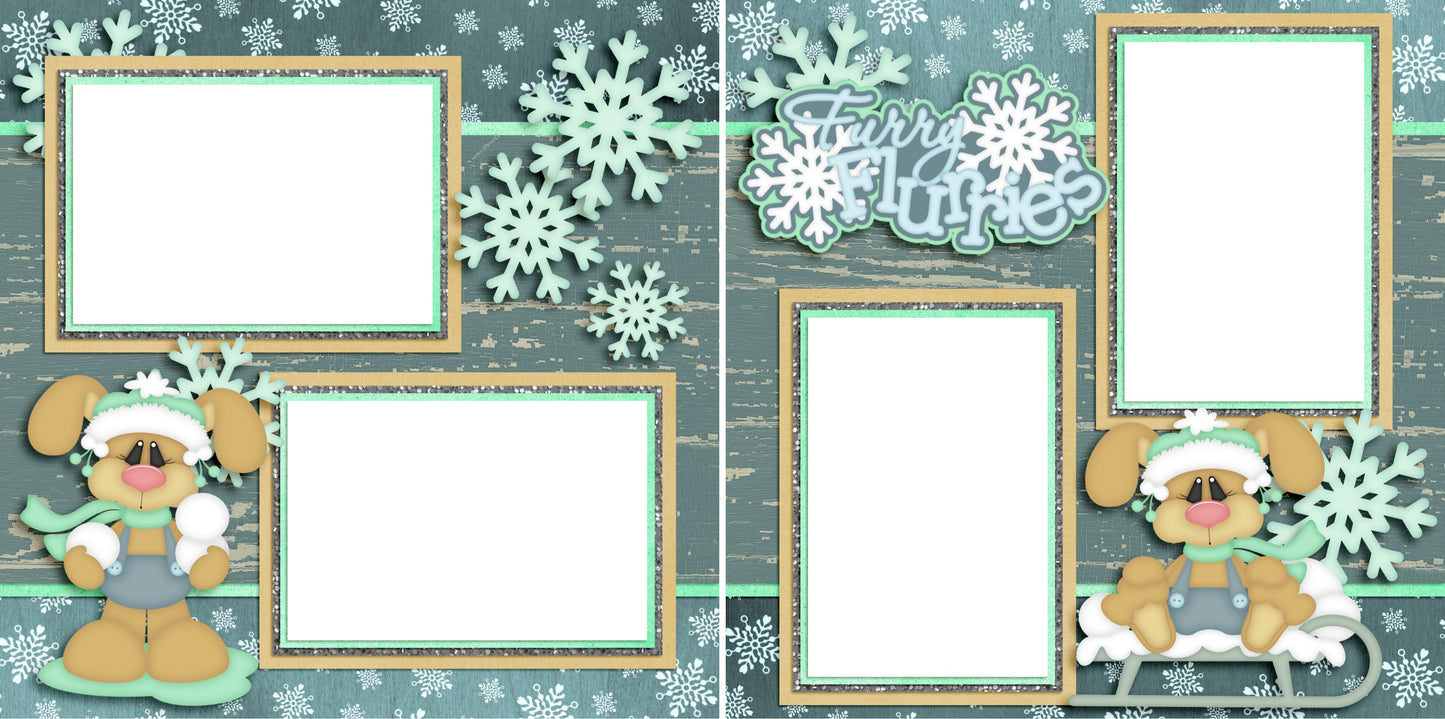Furry Flurries - Digital Scrapbook Pages - INSTANT DOWNLOAD - EZscrapbooks Scrapbook Layouts Winter