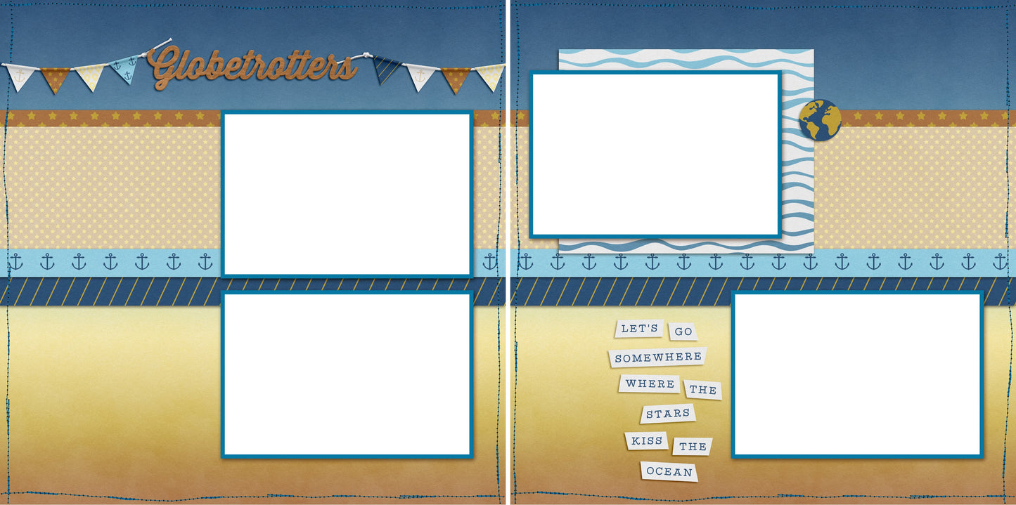 Globetrotters - Travel - Digital Scrapbook Pages - INSTANT DOWNLOAD - EZscrapbooks Scrapbook Layouts explore, globe, travel, traveler, travels, vacaction