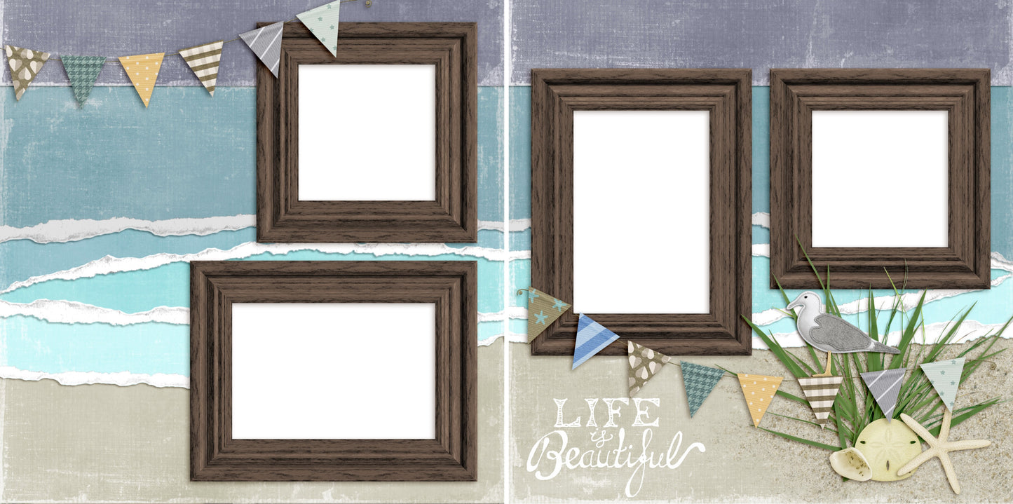 Life is Beautiful - Digital Scrapbook Pages - INSTANT DOWNLOAD - 2019 - EZscrapbooks Scrapbook Layouts Beach - Tropical, Swimming - Pool