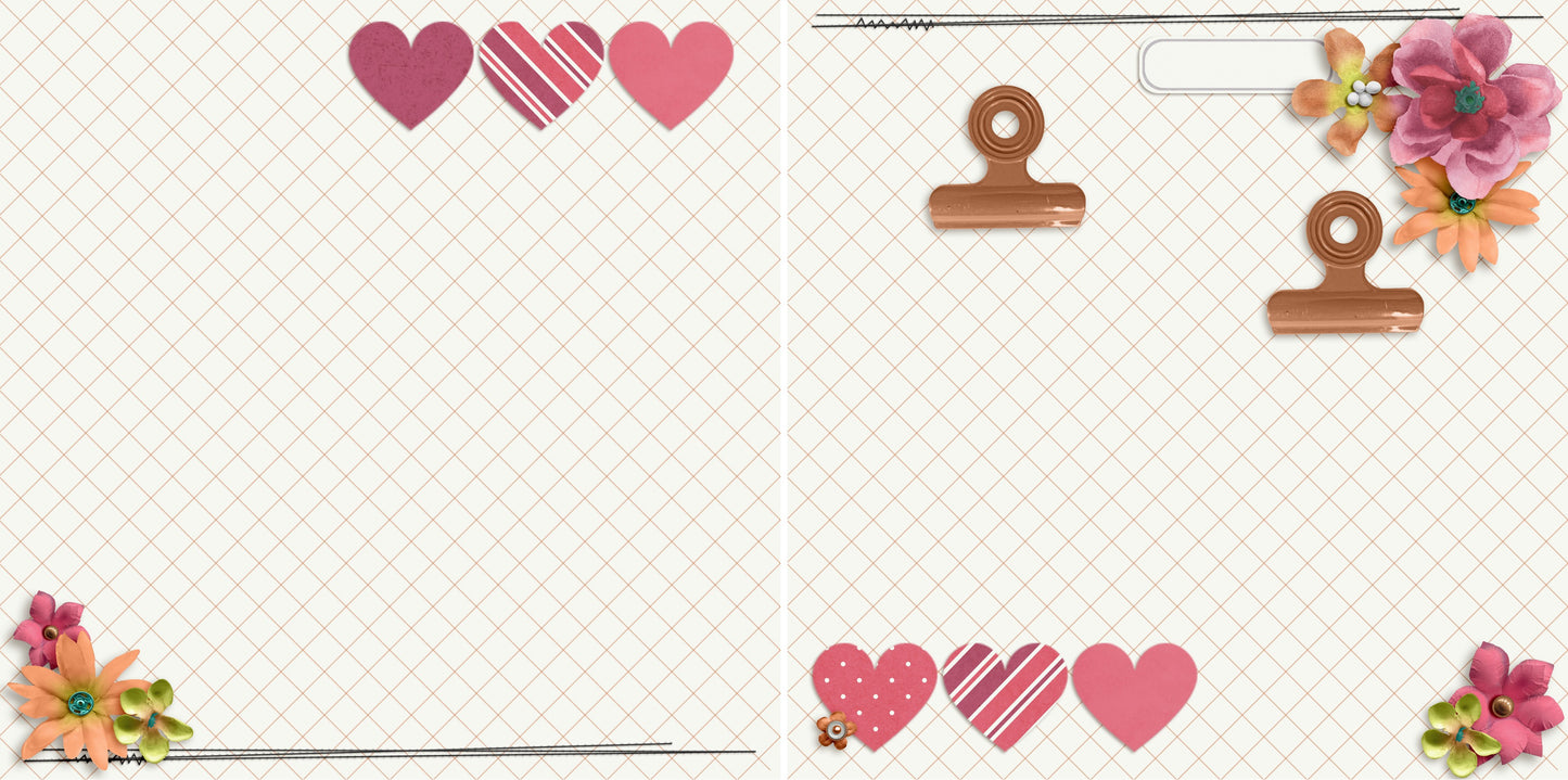 Pink Hearts NPM - 4923 - EZscrapbooks Scrapbook Layouts Girls, Love - Valentine, Other