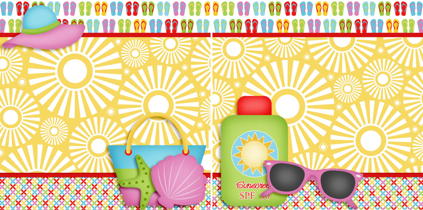 Beach Essentials NPM - 3799 - EZscrapbooks Scrapbook Layouts Beach - Tropical, Summer, Swimming - Pool