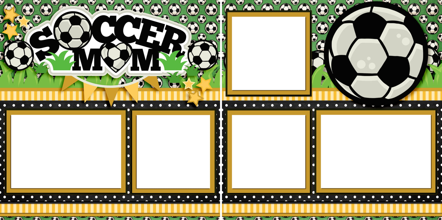 Soccer Mom Yellow - Digital Scrapbook Pages - INSTANT DOWNLOAD - EZscrapbooks Scrapbook Layouts Sports