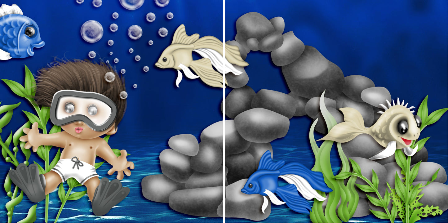 Deep Blue NPM - 4077 - EZscrapbooks Scrapbook Layouts Beach - Tropical, Swimming - Pool