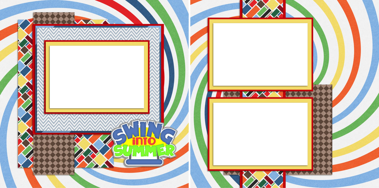 Swing into Summer -Digital Scrapbook Pages - INSTANT DOWNLOAD - EZscrapbooks Scrapbook Layouts Summer