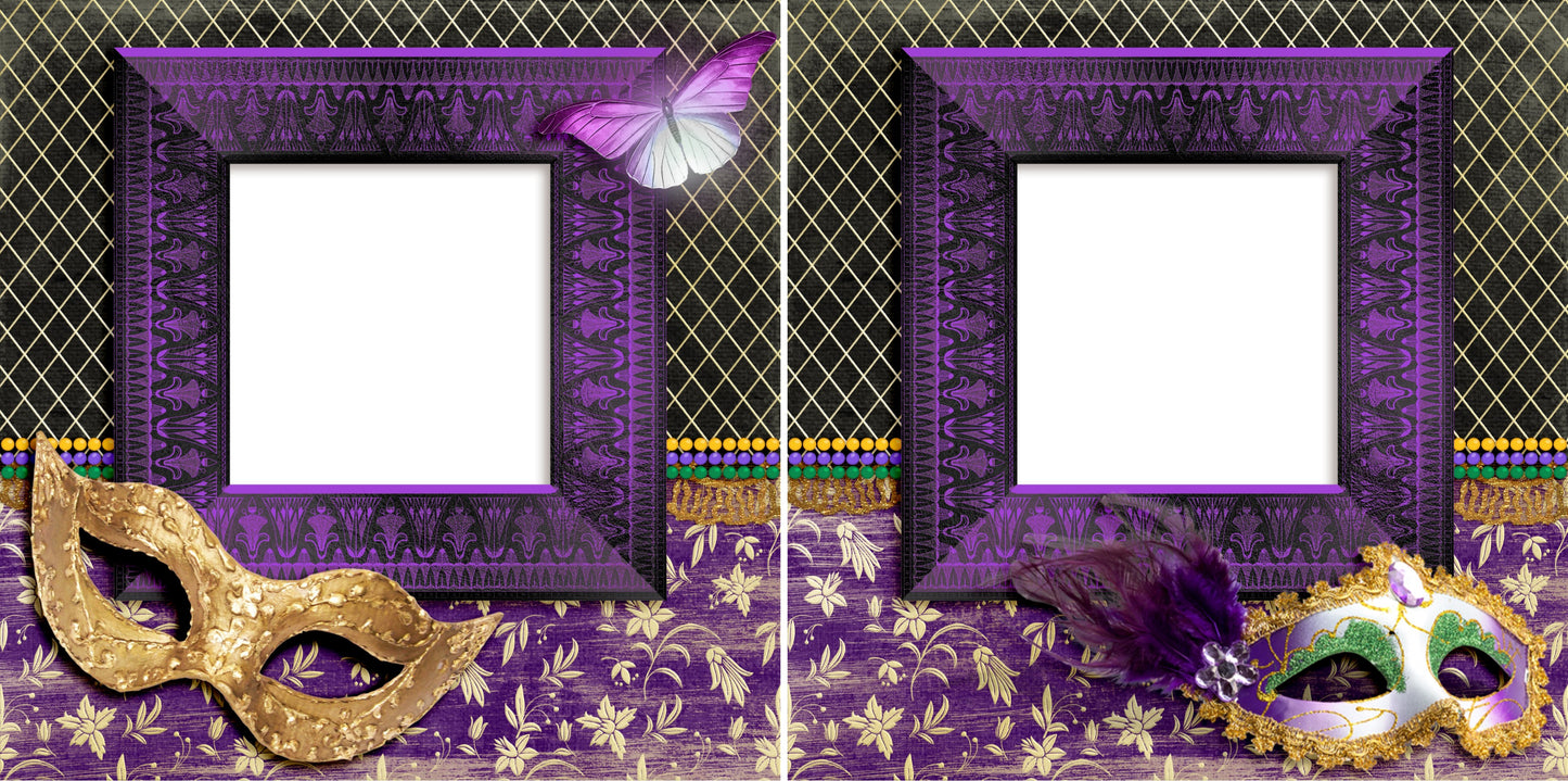 Masked Celebration - Digital Scrapbook Pages - INSTANT DOWNLOAD - EZscrapbooks Scrapbook Layouts New Orleans - Mardi Gras
