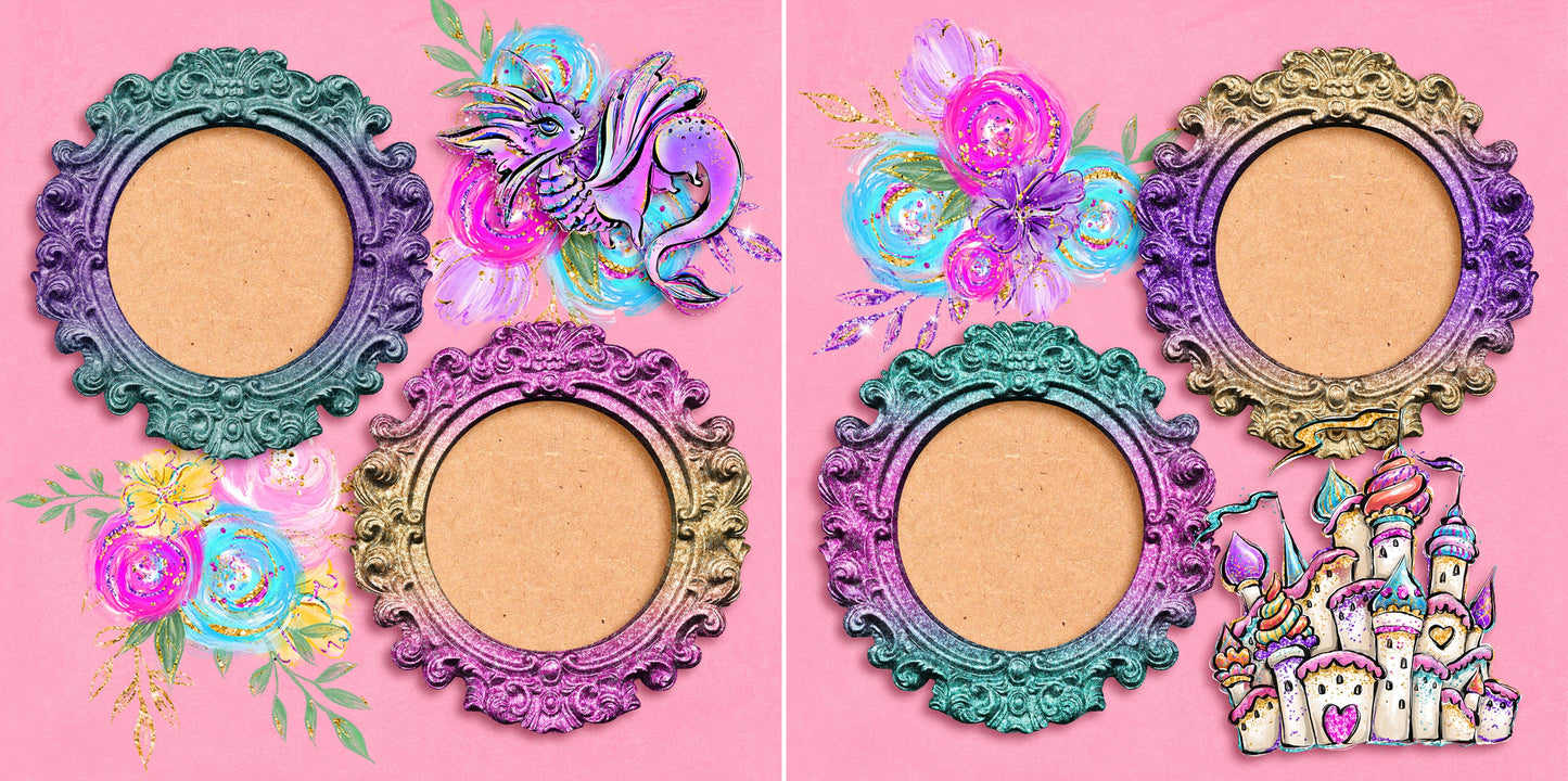 Princess Castle & Dragon - 5024 - EZscrapbooks Scrapbook Layouts Girls