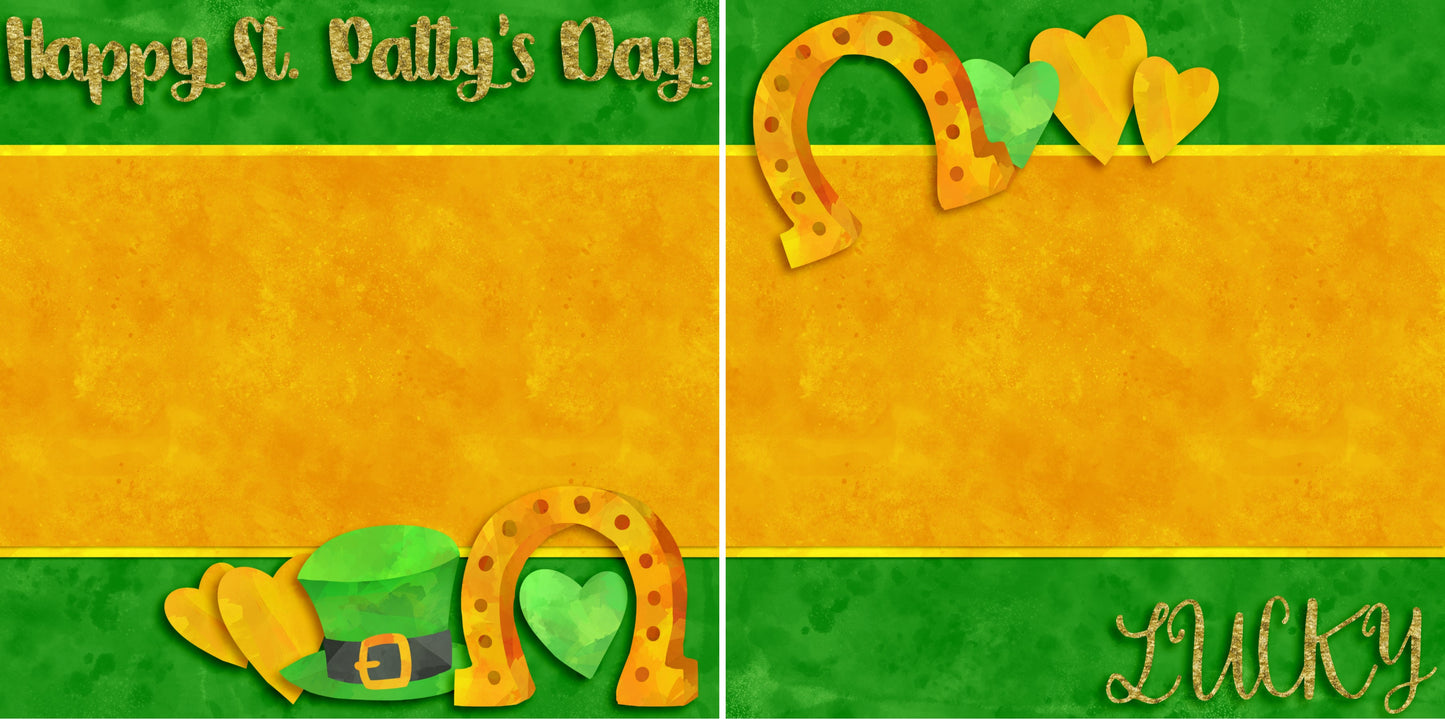 Lucky Horseshoes NPM - 2782 - EZscrapbooks Scrapbook Layouts St Patrick's Day