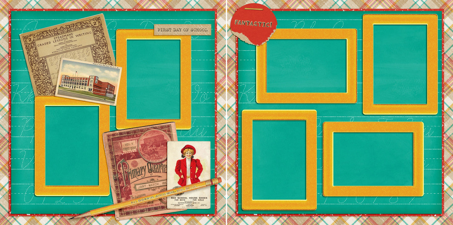 Retro First Day of School - 5614 - EZscrapbooks Scrapbook Layouts back to school, School