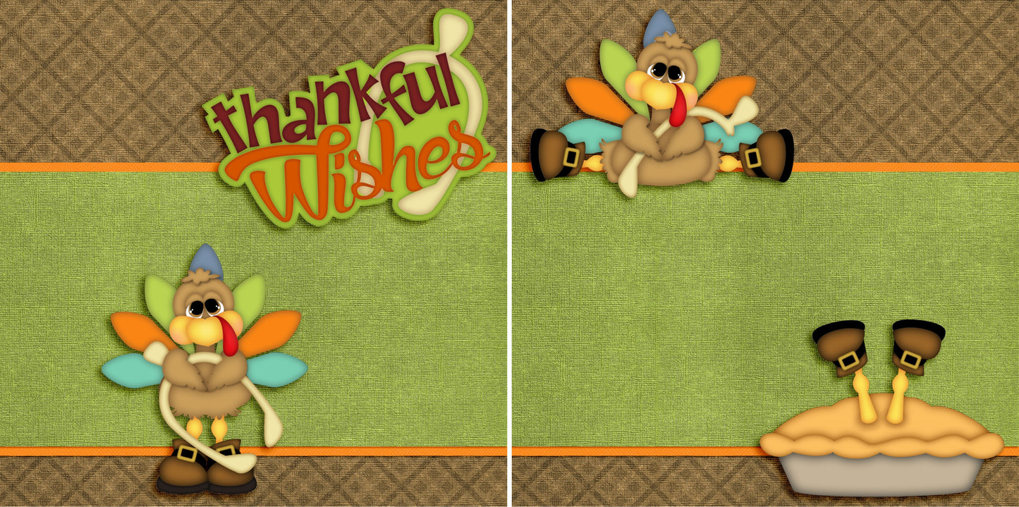 Thankful Wishes NPM - 2676 - EZscrapbooks Scrapbook Layouts Thanksgiving