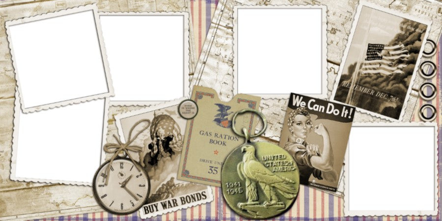 WWII - Digital Scrapbook Pages - INSTANT DOWNLOAD - EZscrapbooks Scrapbook Layouts Family, Heritage