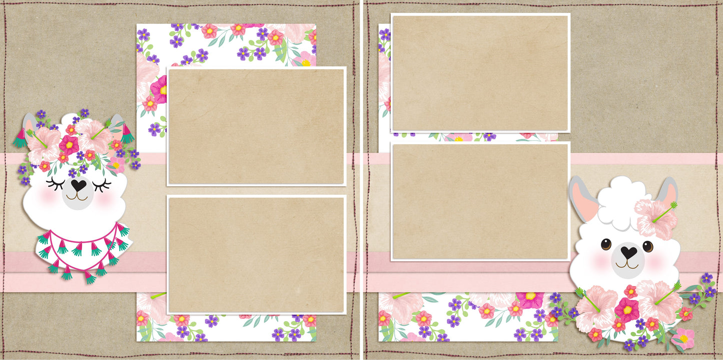Flowers & Llamas - 4888 - EZscrapbooks Scrapbook Layouts Flowers, Girls, Mother, Other