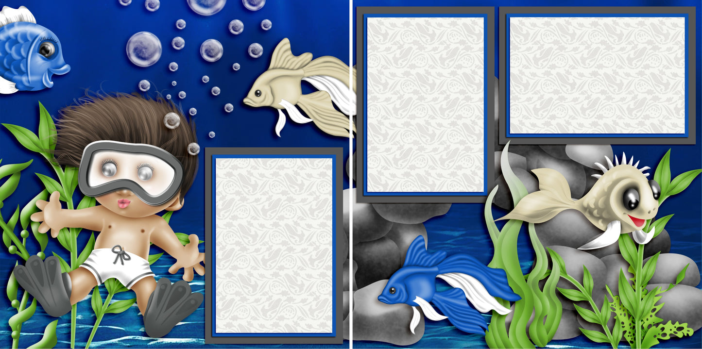 Deep Blue - 4076 - EZscrapbooks Scrapbook Layouts Beach - Tropical, Swimming - Pool