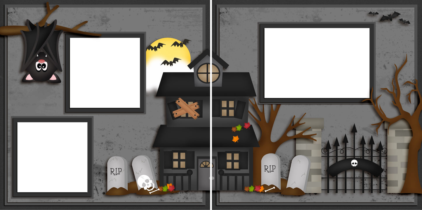 Spooky Nights - Digital Scrapbook Pages - INSTANT DOWNLOAD - EZscrapbooks Scrapbook Layouts Halloween