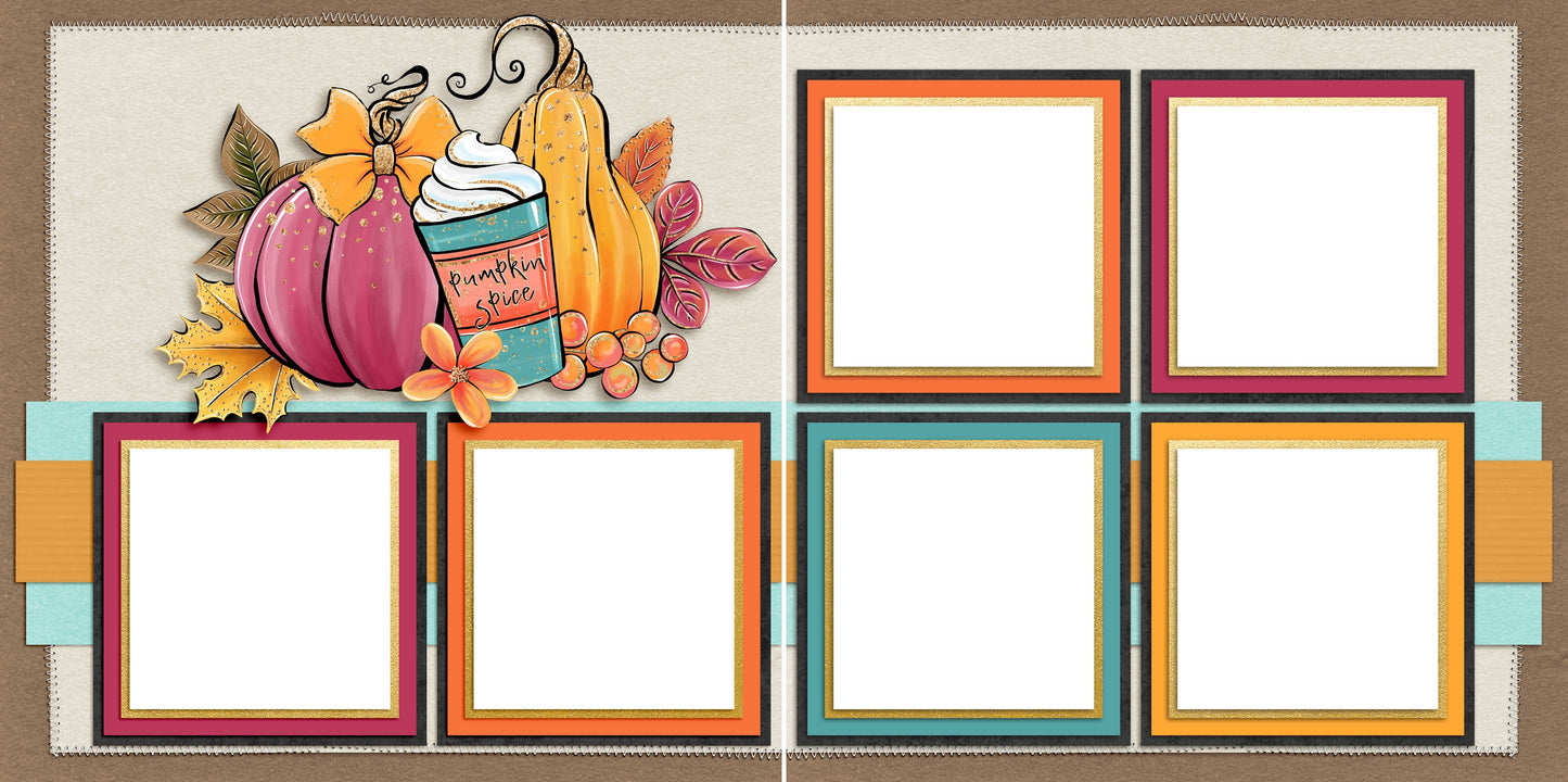 Pumpkin Spice Everything - Digital Scrapbook Pages - INSTANT DOWNLOAD - EZscrapbooks Scrapbook Layouts Fall - Autumn
