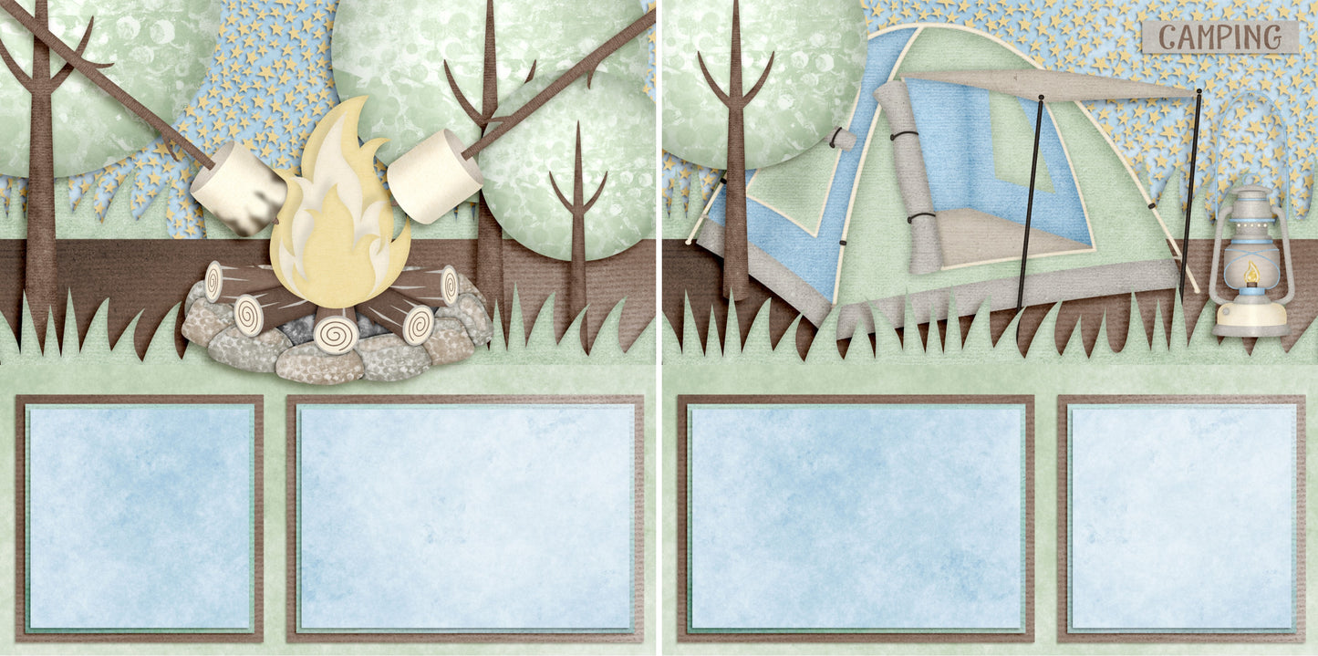 Camping - 4332 - EZscrapbooks Scrapbook Layouts Camping - Hiking