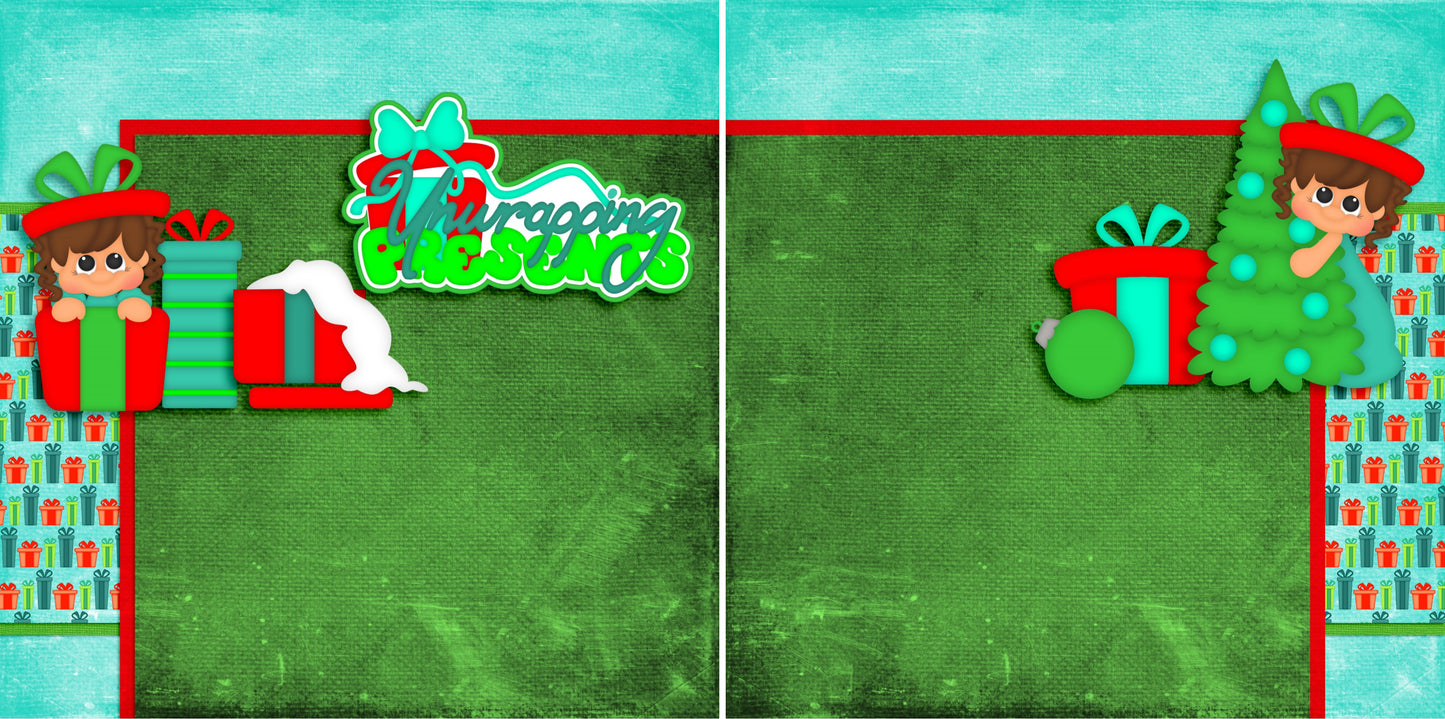 Unwrapping Presents NPM - 2680 - EZscrapbooks Scrapbook Layouts Christmas, Winter