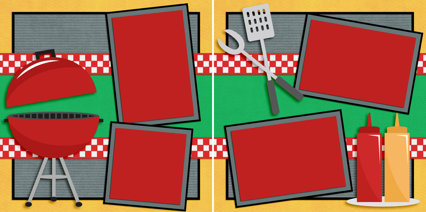Summer BBQ - 3374 - EZscrapbooks Scrapbook Layouts BBQ, Foods, July 4th - Patriotic, Summer