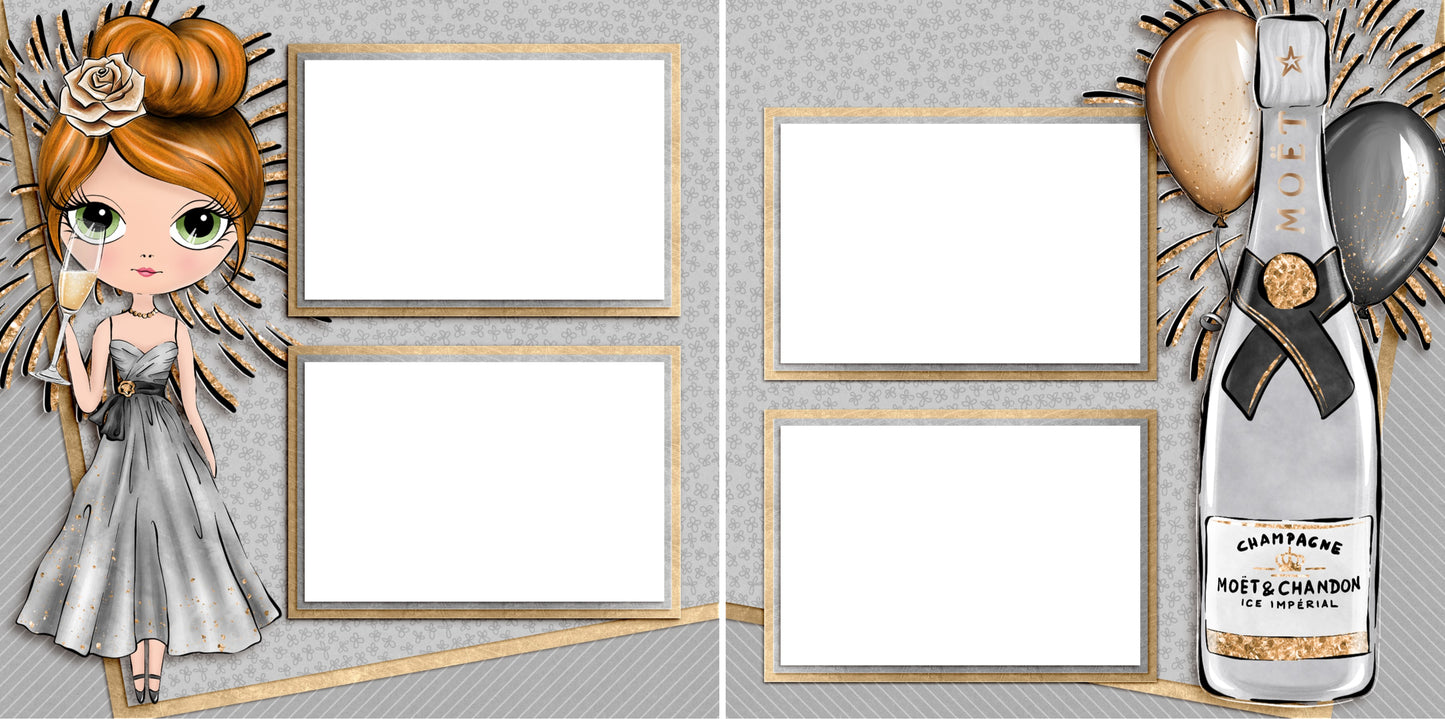 New Year's Diva Red - Digital Scrapbook Pages - INSTANT DOWNLOAD - EZscrapbooks Scrapbook Layouts New Year's