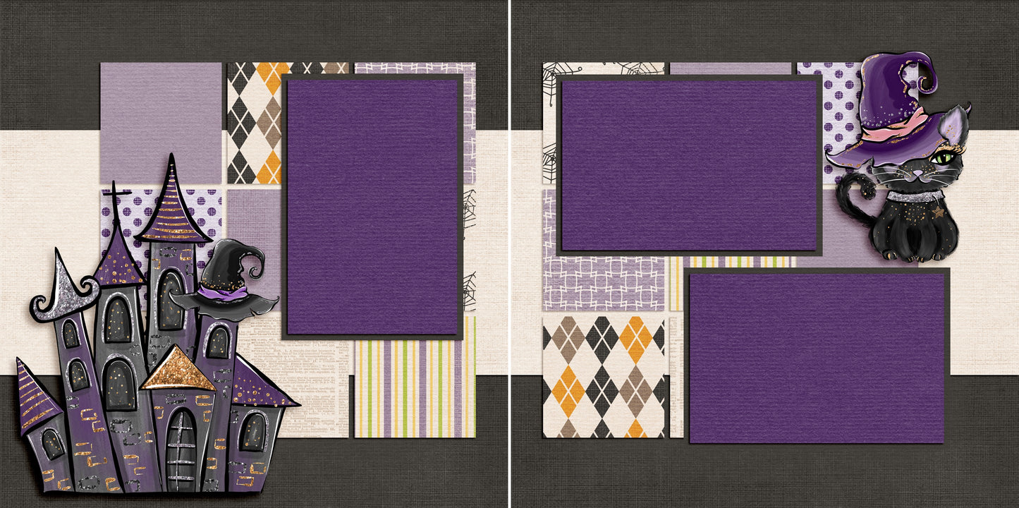 Black Cat & Castle - 5054 - EZscrapbooks Scrapbook Layouts Halloween