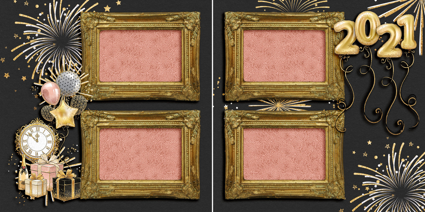 New Years Fireworks 2021 - 5218 - EZscrapbooks Scrapbook Layouts Birthday, New Year's, Other