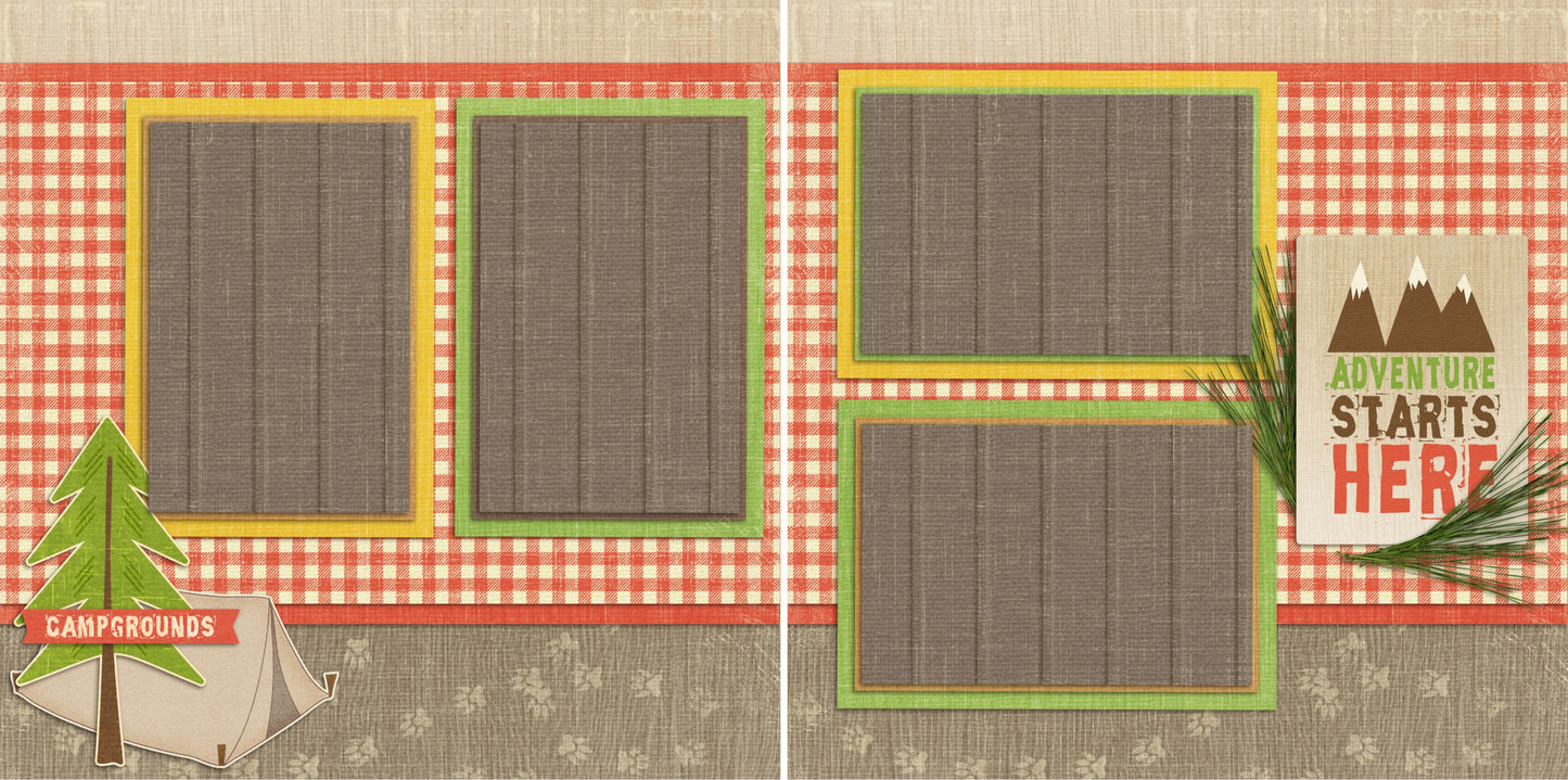 Adventure Starts Here - 2082 - EZscrapbooks Scrapbook Layouts Camping - Hiking