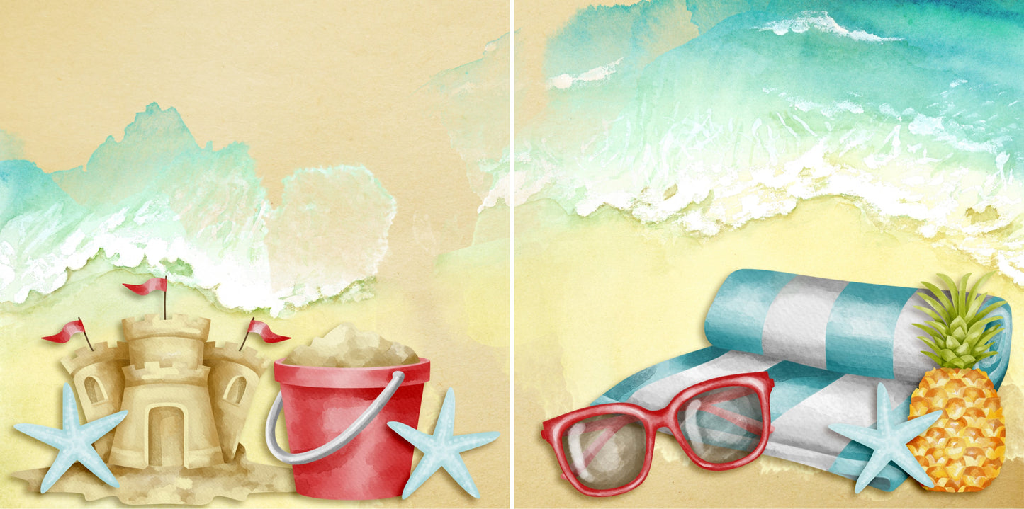Sandcastles & Sunglasses NPM - 4089 - EZscrapbooks Scrapbook Layouts Beach - Tropical, Summer, Swimming - Pool