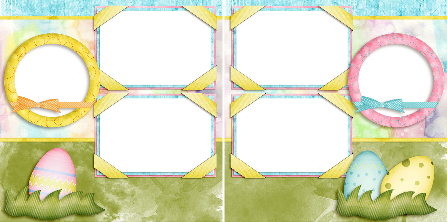 Easter Eggs - Digital Scrapbook Pages - INSTANT DOWNLOAD - EZscrapbooks Scrapbook Layouts Spring - Easter