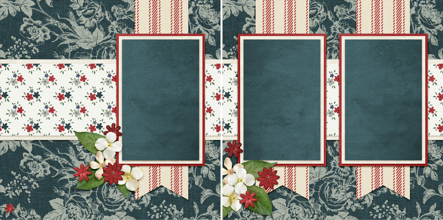 Americana - 3820 - EZscrapbooks Scrapbook Layouts Girls, July 4th - Patriotic